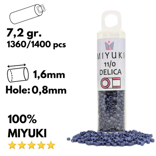 DB0377 Tubo Miyuki Delica 11/0 Matte Metallic Dark Grey Blue 7,2gr -