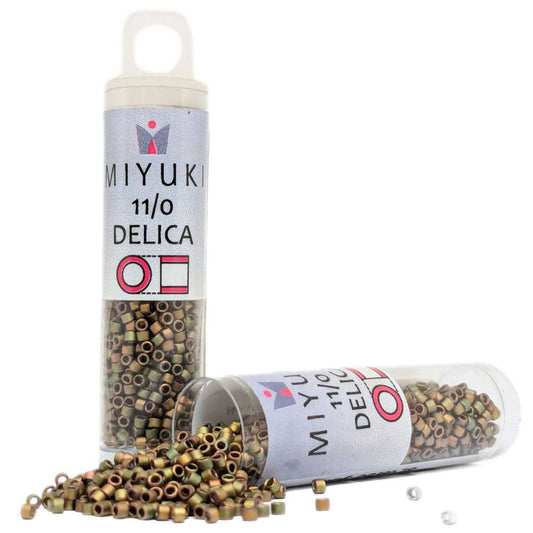 DB0380 Tubo Miyuki Delica 11/0 Matte Metallic Green/Pink 7,2gr - DB0380 Tubo Miyuki Delica 11/0 Matte Metallic Green/Pink 7,2gr - Miyukilandia