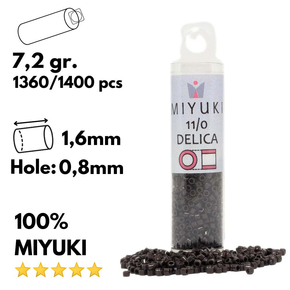 DB0734 Tubo Miyuki Delica 11/0 Opaque Chocolate Brown 7,2gr -