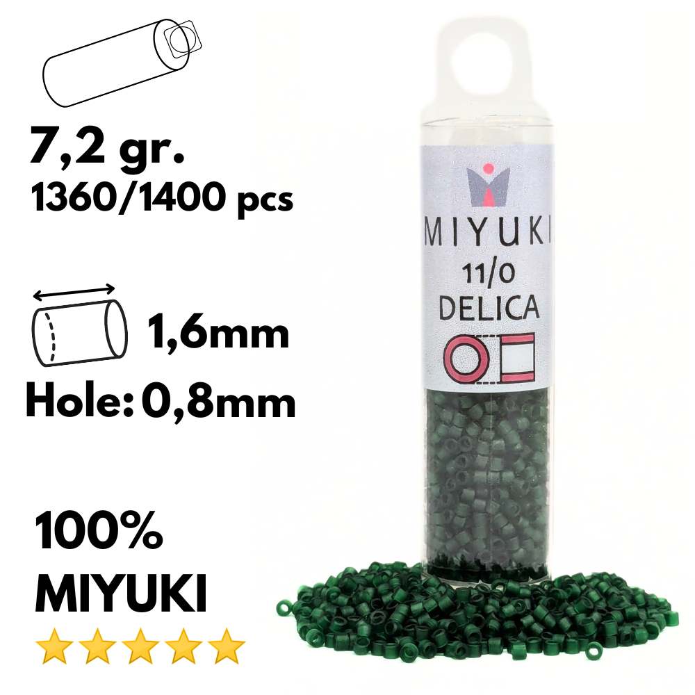 DB0767 Tubo Miyuki Delica 11/0 Matte Forest Green 7,2gr. -