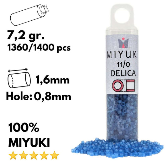 DB0768 Tubo Miyuki Delica 11/0 Matte Transparent Aquamarine 7,2gr. -