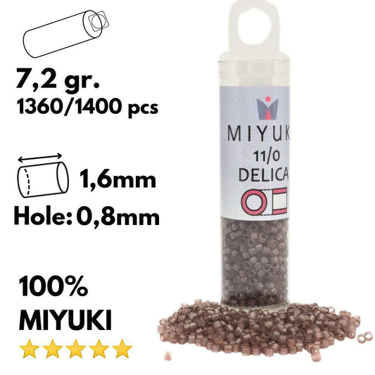 DB0772 Tubo Miyuki Delica 11/0 Dyed Matte Transparent Beige 7,2gr - DB0772 Tubo Miyuki Delica 11/0 Dyed Matte Transparent Beige 7,2gr - Miyukilandia
