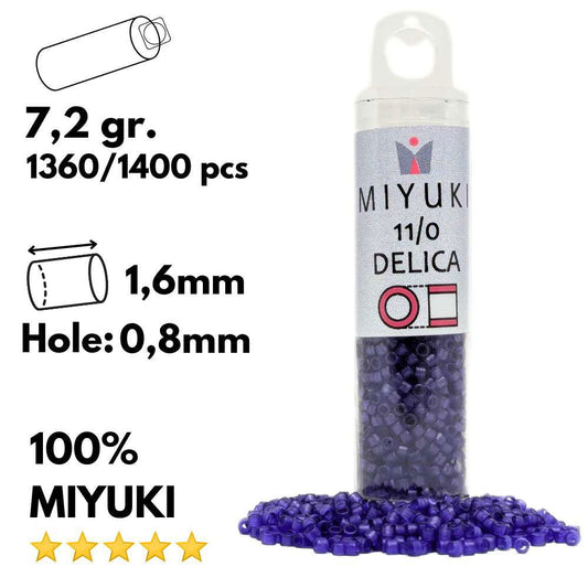 DB0785 Tubo Miyuki Delica 11/0 Dyed Matte Transparent Violet 7,2gr. - DB0785 Tubo Miyuki Delica 11/0 Dyed Matte Transparent Violet 7,2gr. - Miyukilandia