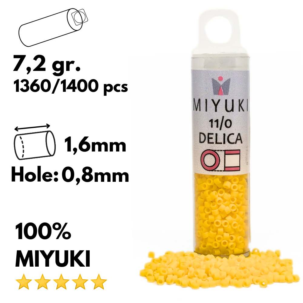 DB1582 Tubo Miyuki Delica 11/0 Matte Opaque Canary 7,2gr. -
