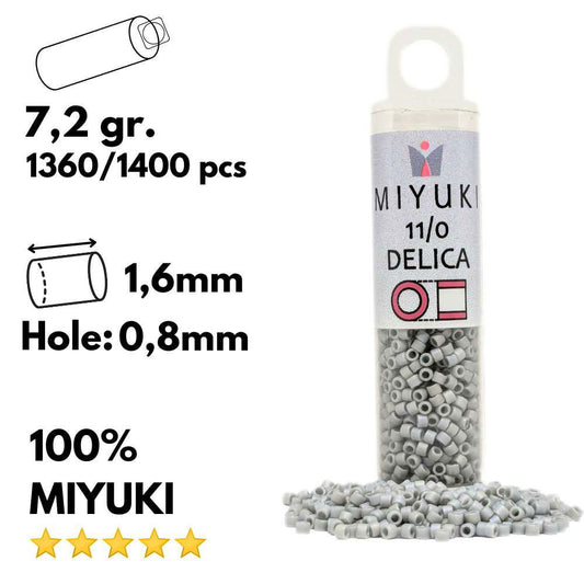 DB2320 Tubo Miyuki Delica 11/0 Frosted Opaque Glaze Rainbow Cadet Grey 7,2gr - DB2320 Tubo Miyuki Delica 11/0 Frosted Opaque Glaze Rainbow Cadet Grey 7,2gr - Miyukilandia