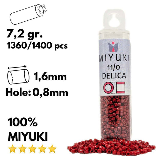 DB2354 Tubo Miyuki Delica 11/0 Duracoat Opaque Barn Red 7,2gr. - DB2354 Tubo Miyuki Delica 11/0 Duracoat Opaque Barn Red 7,2gr. - Miyukilandia