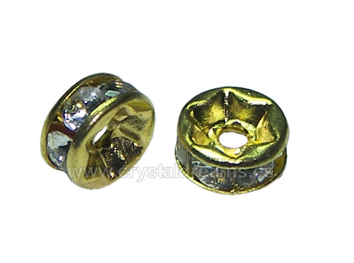 Distanciadores de metal 6mm "Dorado & Crystal" - - Crystaldreams Abalorios