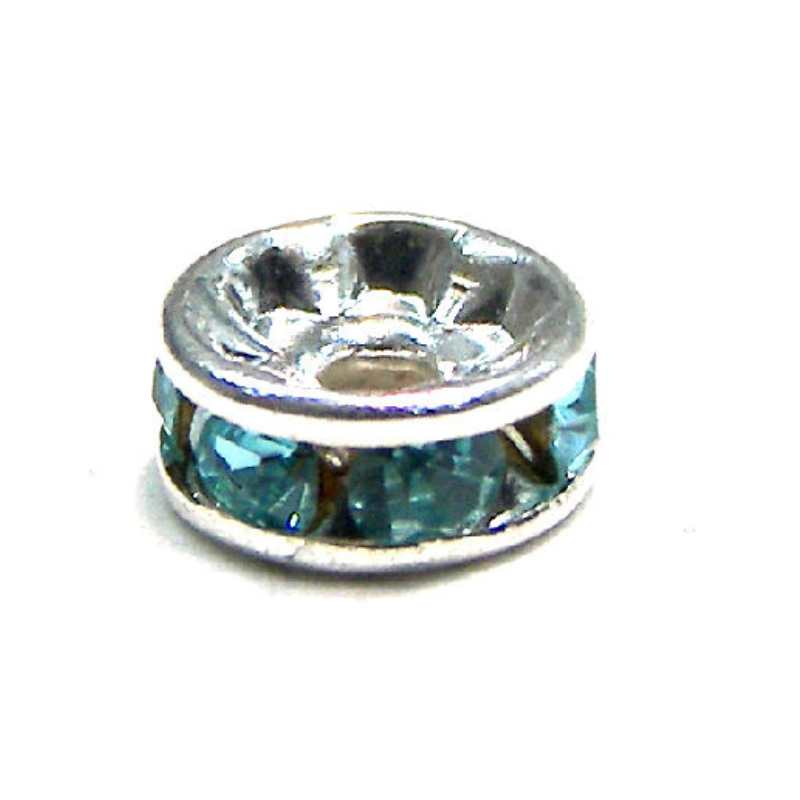 Distanciadores de metal Silver 4mm Aquamarine - - Crystaldreams Abalorios