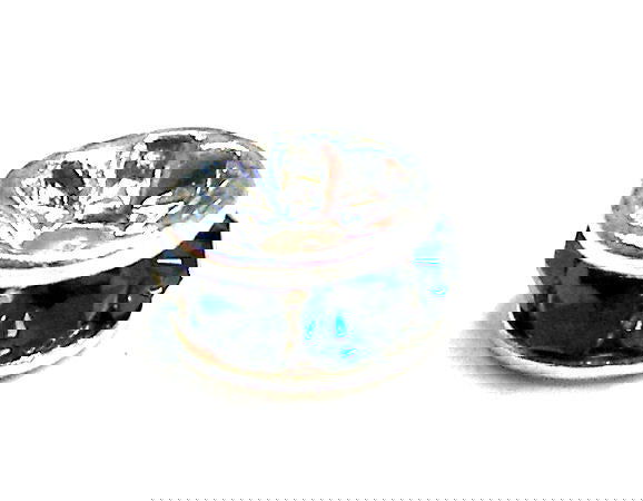 Distanciadores de metal Silver 4mm Blue Zircon - - Crystaldreams Abalorios