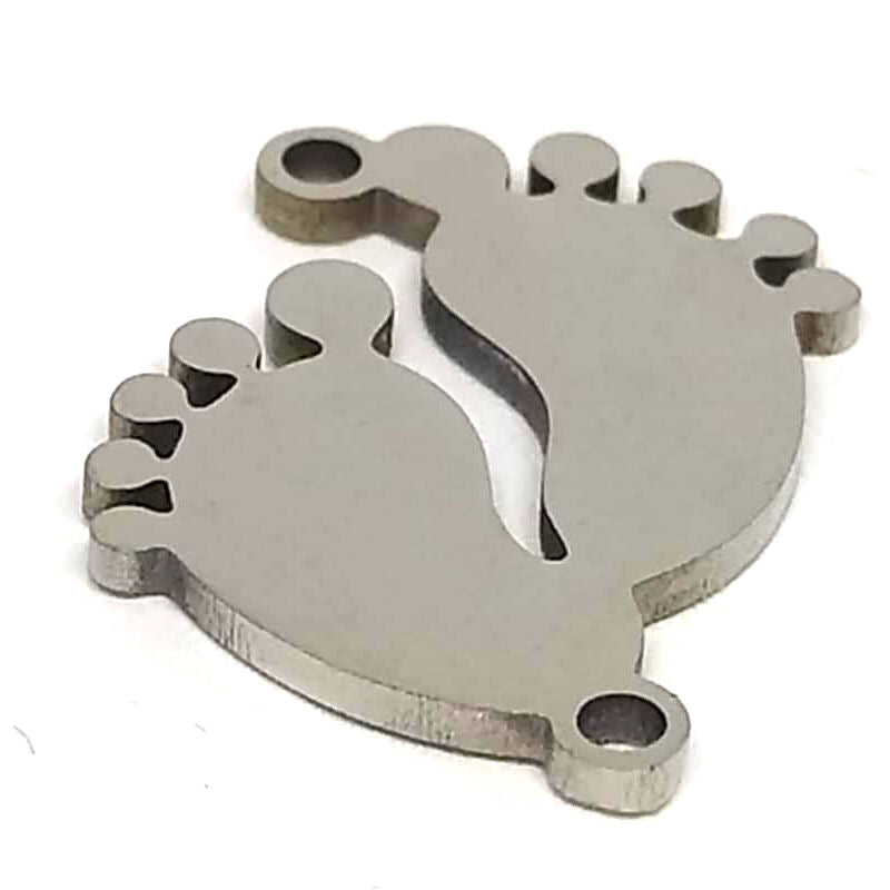 Entrepieza Acero inox 304 "Feet" Platinum 18x15mm Agujero:0,9mm - - Crystaldreams Abalorios