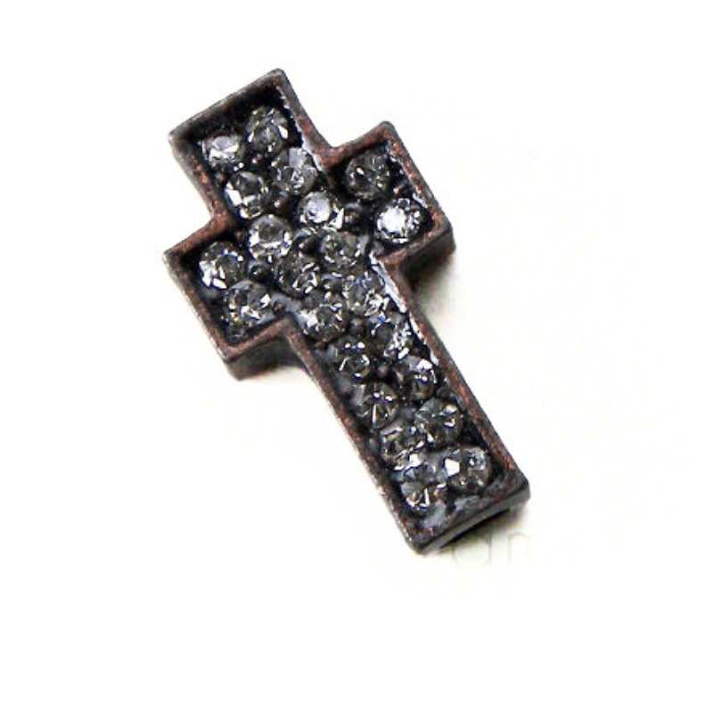 Entrepieza CRUZ Strass 15x8x4mm Agujero 2mm x 1 - BRONZE - - Crystaldreams Abalorios