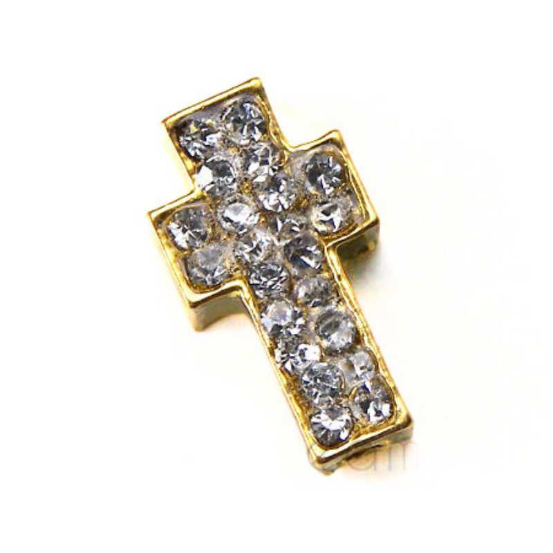 Entrepieza CRUZ Strass 15x8x4mm Agujero 2mm x 1 - GOLDEN - - Crystaldreams Abalorios