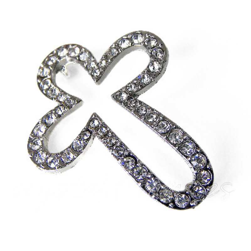 Entrepieza CRUZ Strass 42x32mm Agujero 1,7mm x 1 - PLATINUM - - Crystaldreams Abalorios
