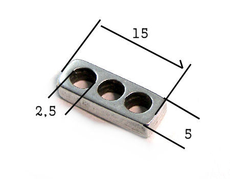Entrepieza metal 15x5x3mm 3 agujeros de 2,5mm - - Crystaldreams Abalorios