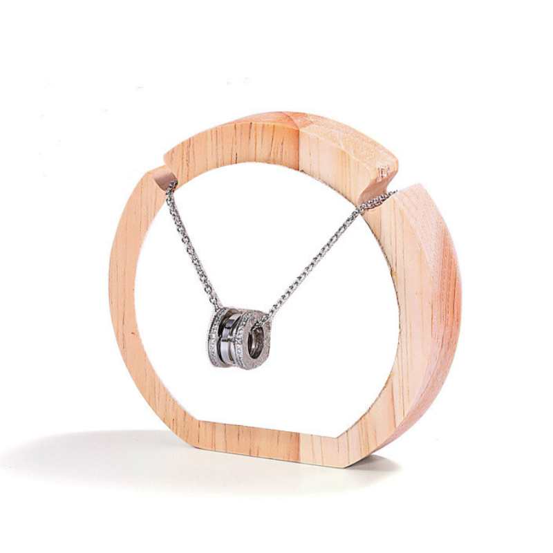 Expositor redondo de Madera para Joyas 9x2x8.5 cm - Beige - - Crystaldreams Abalorios