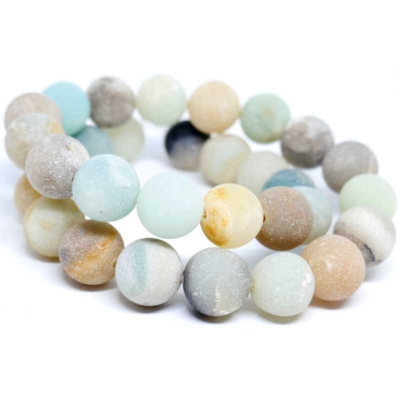 Frosted Amazonite Natural Round 12mm Agujero: 1mm 30 piezas - - Crystaldreams Abalorios