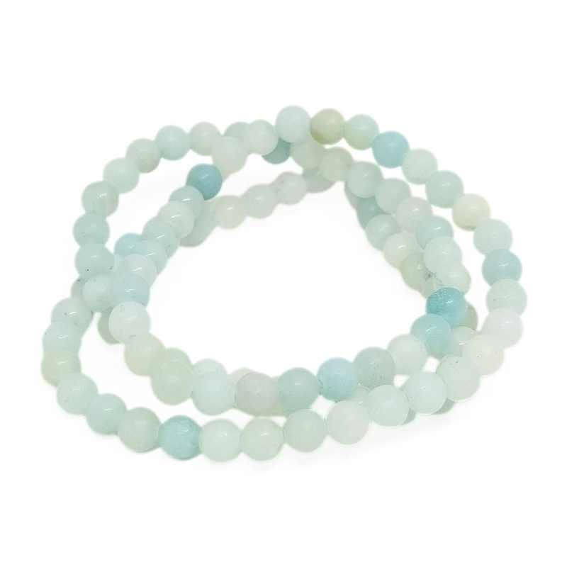 Frosted Amazonite Natural Round 4mm Aguj: 1mm 48 piezas Grado A - - Crystaldreams Abalorios