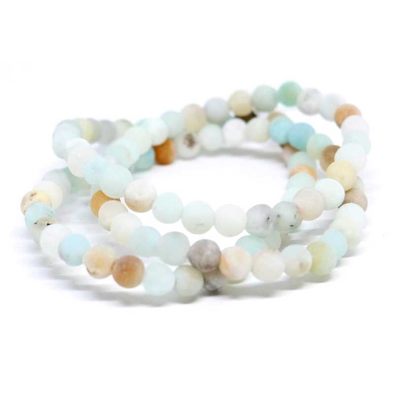 Frosted Amazonite Natural Round 4mm Agujero: 1mm 94 piezas - - Crystaldreams Abalorios