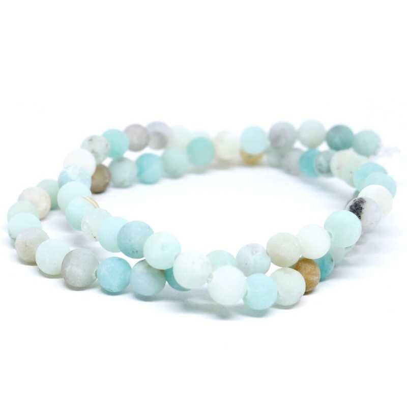 Frosted Amazonite Natural Round 6mm Agujero: 1mm 61 piezas - - Crystaldreams Abalorios