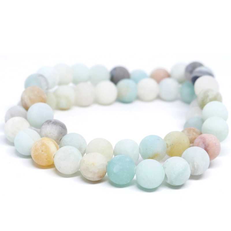 Frosted Amazonite Natural Round 8mm Agujero: 1mm 46 piezas - - Crystaldreams Abalorios
