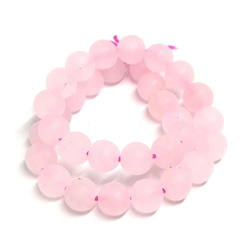 Frosted Rose Quartz Natural Round 6mm Agujero: 1mm 30 piezas - - Crystaldreams Abalorios