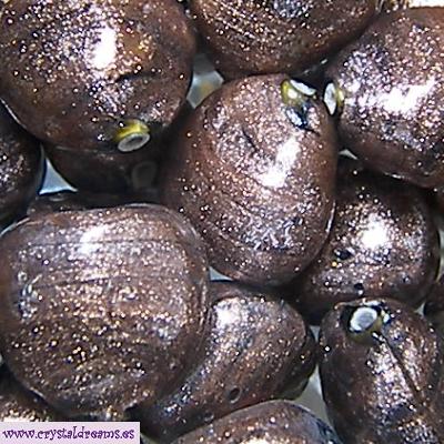 Golden lined Glass Beads 14 16x12mm Agujero:1,5mm - - Crystaldreams Abalorios