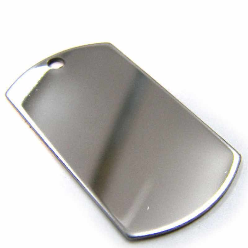 Grabado foto Colgante acero inox brillo 42x23mm chapa militar - - Crystaldreams Abalorios