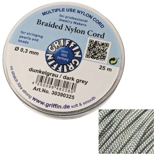 Bobina Hilo Trenzado europeo Griffin - 0,3mm - Dark Grey x 25mts
