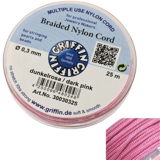 Bobina Hilo Trenzado europeo Griffin - 0,3mm - Dark Pink x 25mts