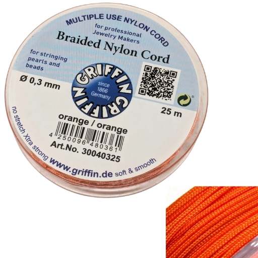 Bobina Hilo Trenzado europeo Griffin - 0,3mm - Orange x 25mts