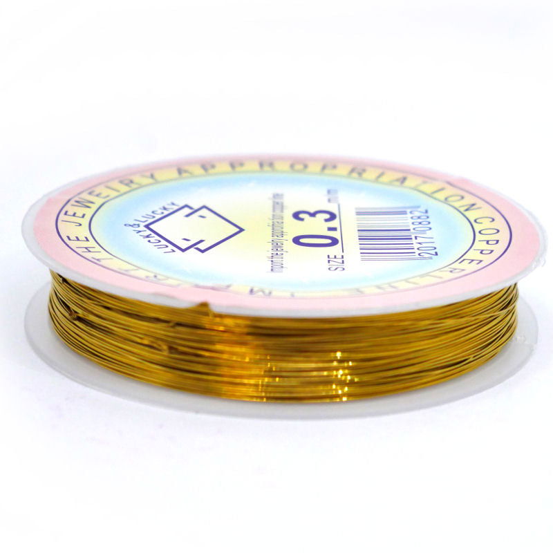 Hilo de cobre para bisuteria Rollo: 20m Espesor: 0,3mm Golden - - Crystaldreams Abalorios
