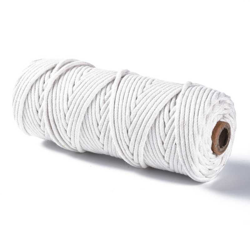 Hilo trenzado de algodón para Macramé 3mm Blanco - - Crystaldreams Abalorios