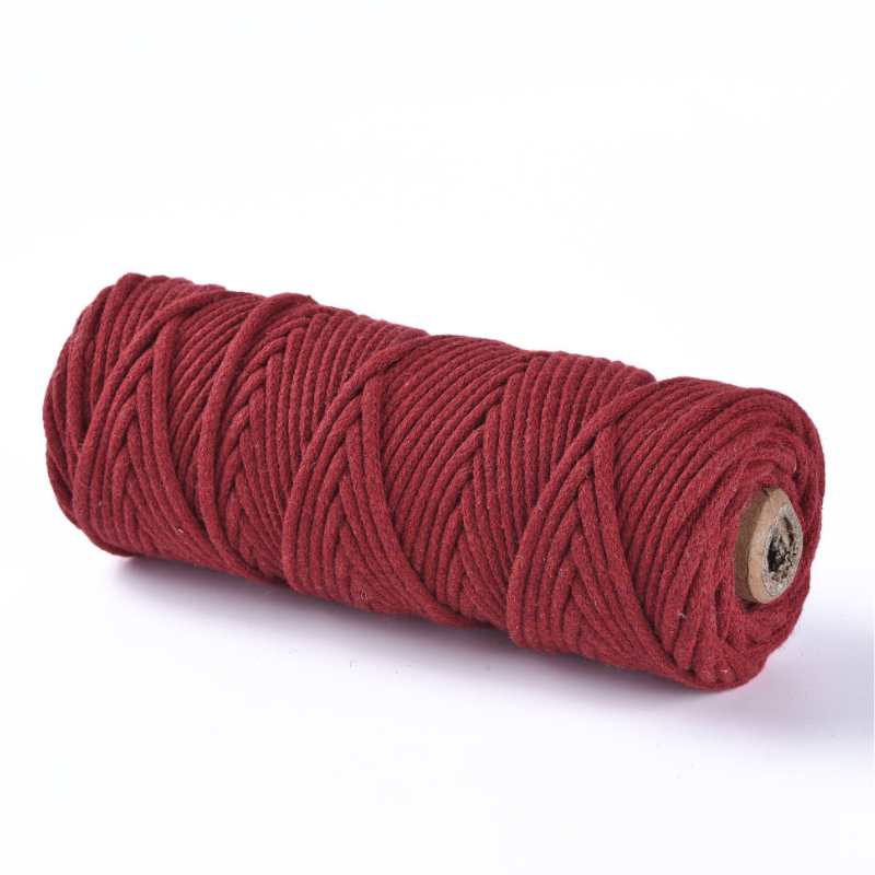 Hilo trenzado de algodón para Macramé 3mm Firebrick - - Crystaldreams Abalorios