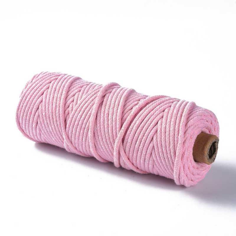 Hilo trenzado de algodón para Macramé 3mm Pink - - Crystaldreams Abalorios