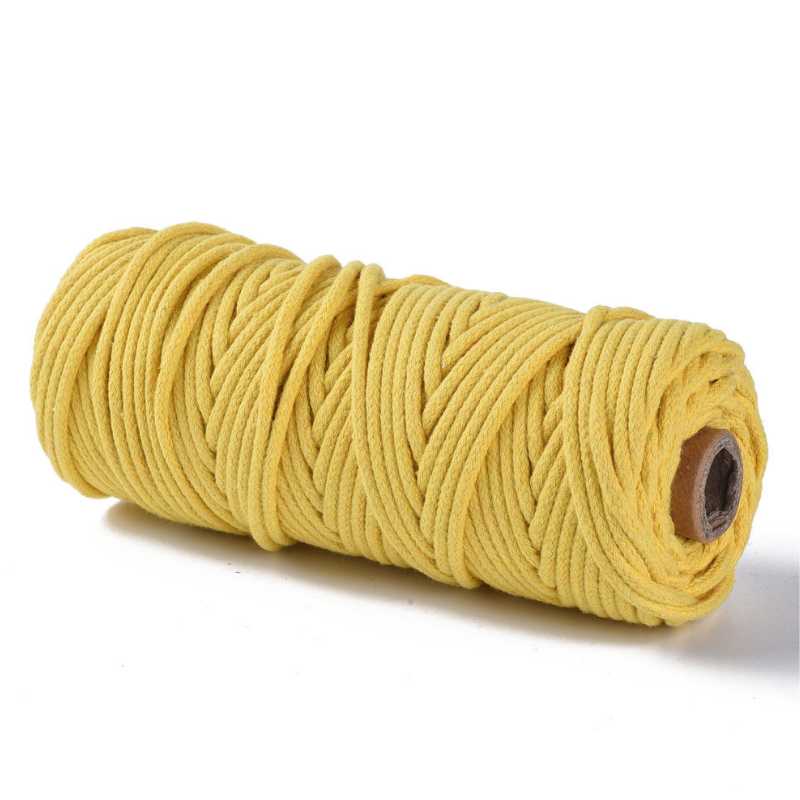 Hilo trenzado de algodón para Macramé 3mm Yellow - - Crystaldreams Abalorios