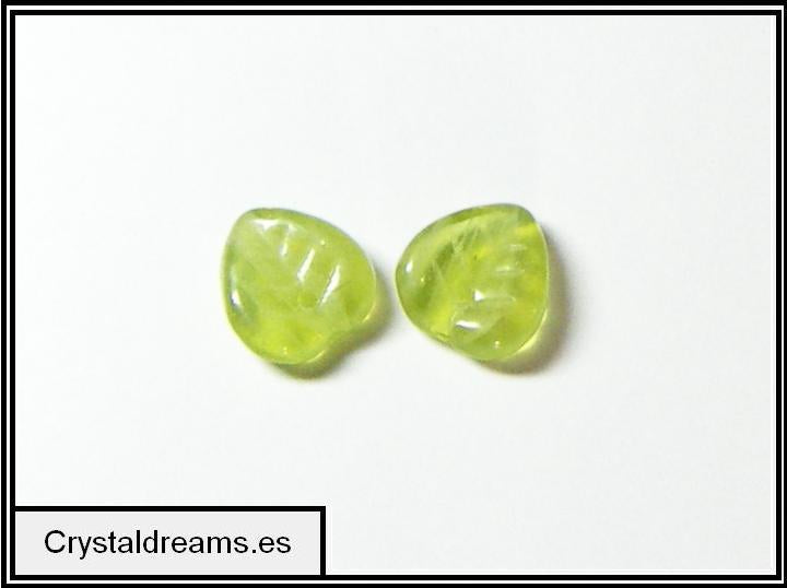 Hojas de cristal checo Olivine 9mm - - Crystaldreams Abalorios