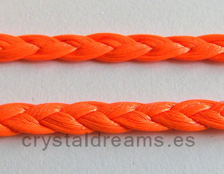 Imitacion Cuero Trenzado - 7x1,5mm - Orange Fluor x metro - - Crystaldreams Abalorios