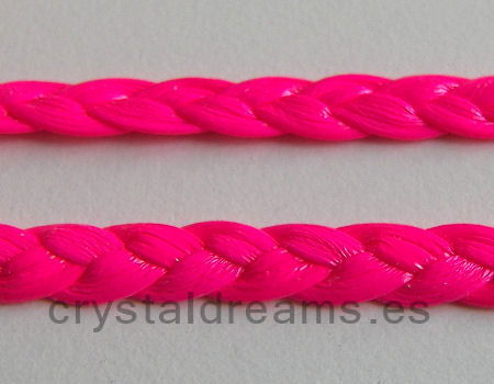 Imitacion Cuero Trenzado - 7x1,5mm - Pink Fluor x metro - - Crystaldreams Abalorios