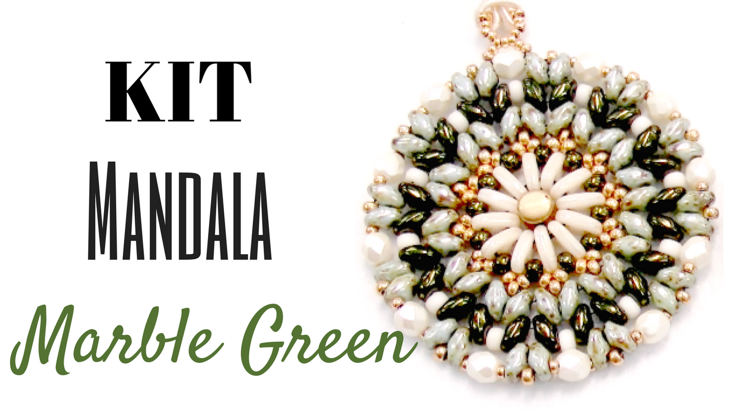 KIT completo 1 colgante Mandala MARBLE GREEN - - Crystaldreams Abalorios
