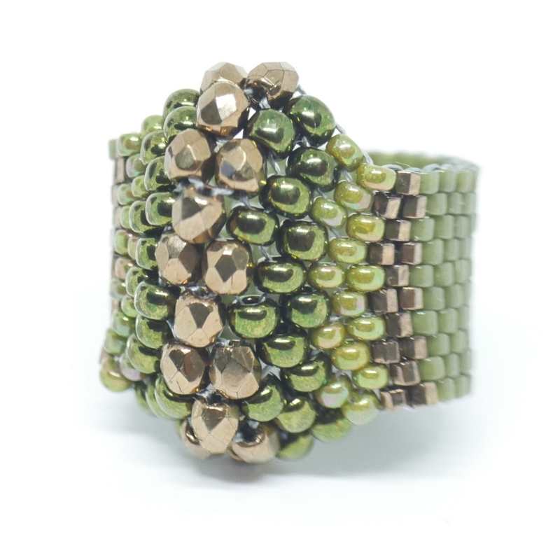 Kit Anillo "Tortuga" Luster Green - - Crystaldreams Abalorios