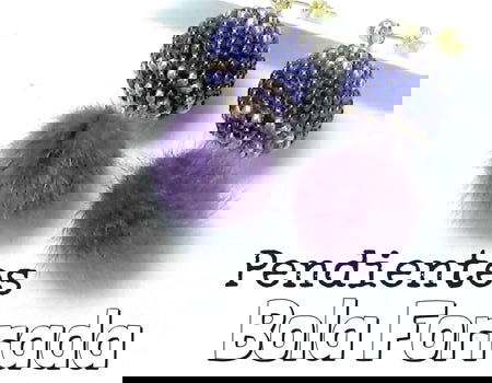 Kit pendientes de Bola Forrada con Miyuki y Pompon - - Crystaldreams Abalorios