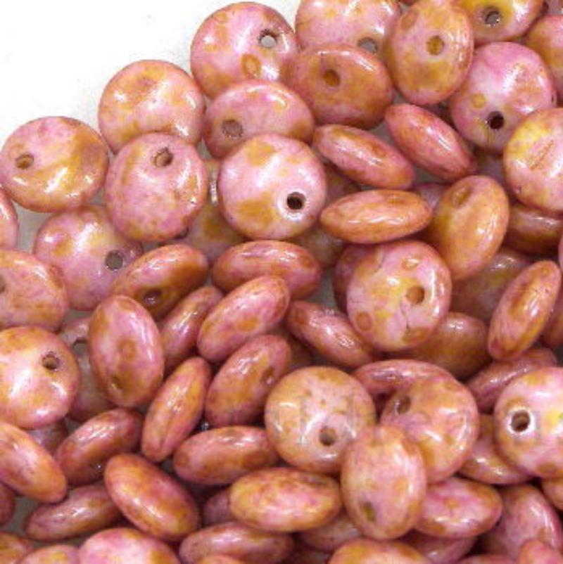 Lentil Beads 6mm - Agujero: 0.8mm - Lazura Orange - - Crystaldreams Abalorios