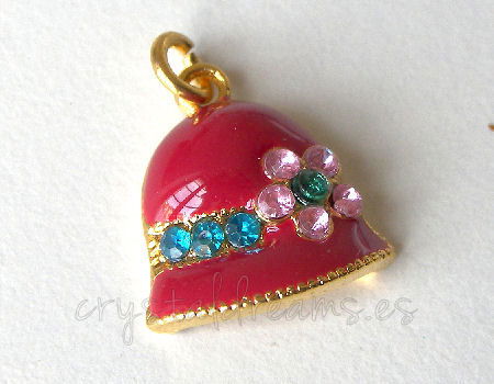 Metal pendant Hole:2mm Hat 15x17mm - Dorado - - Crystaldreams Abalorios