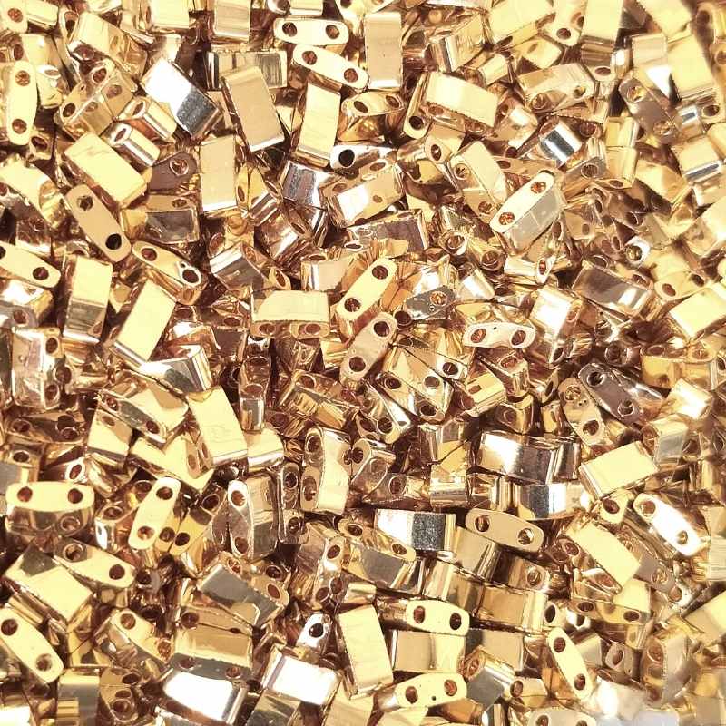 Miyuki Half-Tila - 2,5mm - 2 gr. - 24KT Gold - - Crystaldreams Abalorios