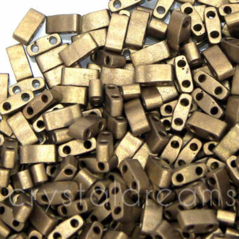 Miyuki Half-Tila - 2,5mm - 2 gr. - Matte Metallic Gold - - Crystaldreams Abalorios