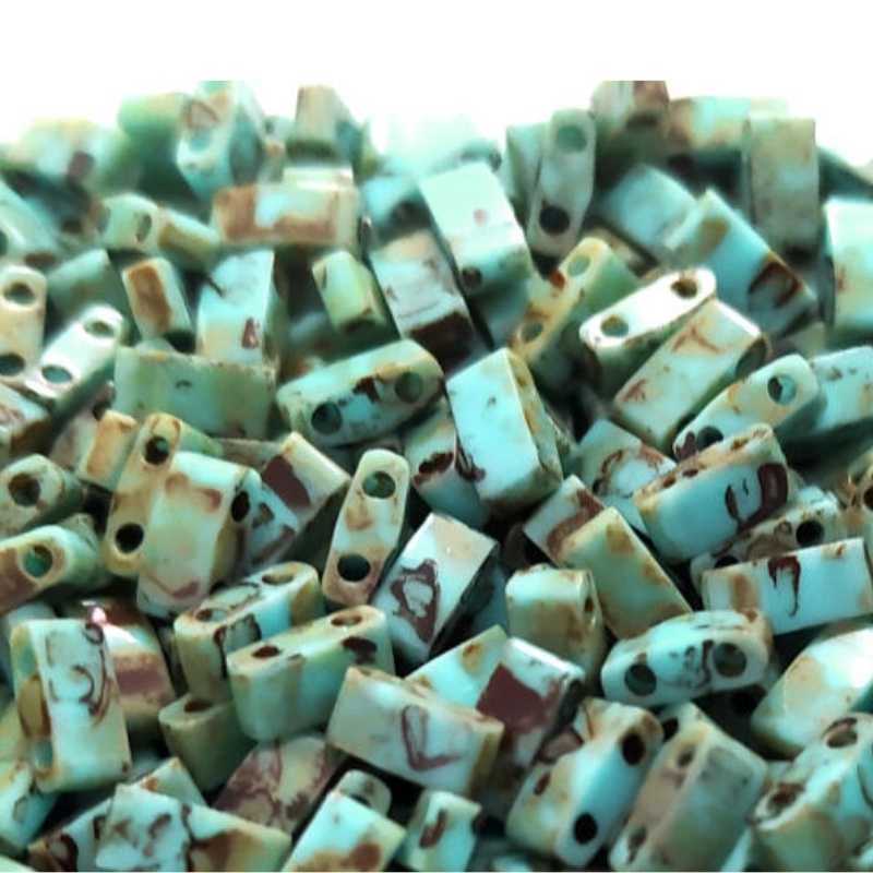 Miyuki Half-Tila - 2,5mm - 2 gr. - Opaque Picasso Turquoise Blue -  - Crystaldreams Abalorios