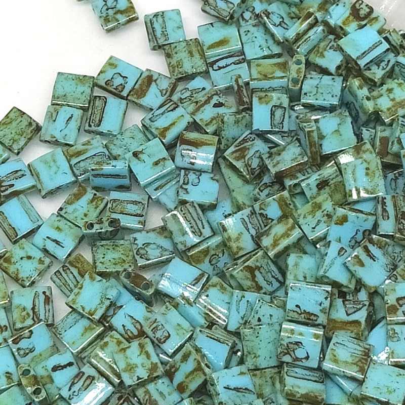 Miyuki Tila 5mm pack de 2 gr. - Op. Green Seafoam Picasso - - Crystaldreams Abalorios