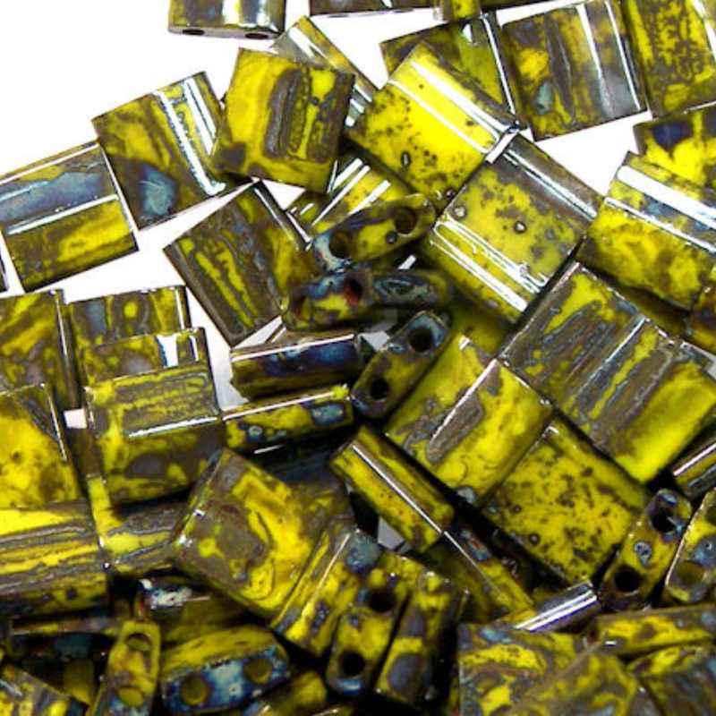 Miyuki Tila 5mm pack de 2 gr. - Op. Yellow Picasso - - Crystaldreams Abalorios