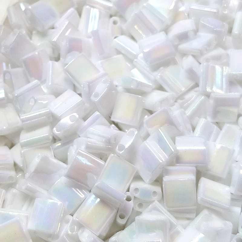 Miyuki Tila 5mm pack de 2 gr. - White Pearl AB - - Crystaldreams Abalorios