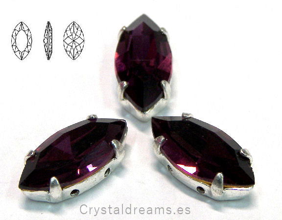 Navette Preciosa 15x7mm - Amethyst - - Crystaldreams Abalorios
